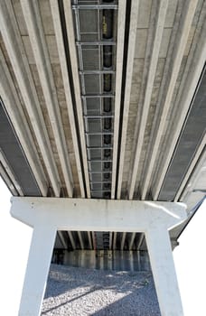 Isolated supports and underworks of a highway bridge
