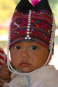 Young baby of the Akha people in Thailand
