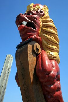 Red lion – new galleon’s figurehead. 7 Provinces – old ship. Flevoland, Netherlands