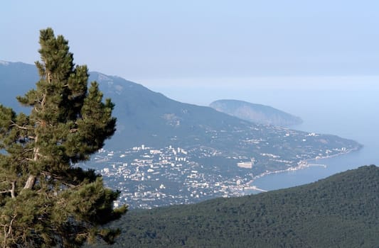 View from AyPetri mountain on the city Yalta