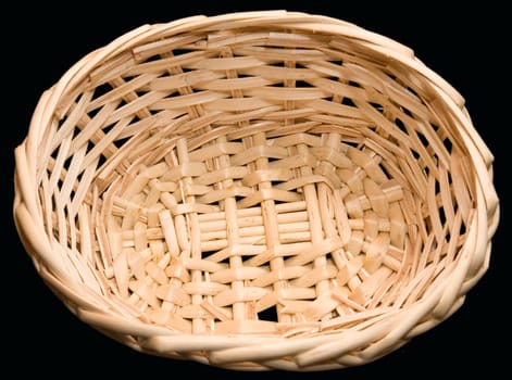 the woven basket with black at background