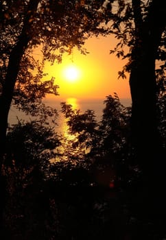 Orange sunset above the sea