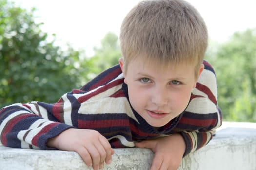 little boy with summer park at background