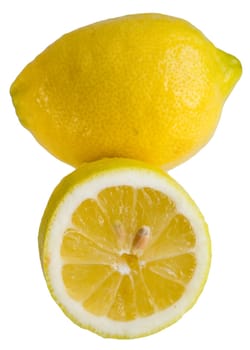 juicy yellow lemons against the white background