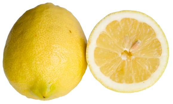 juicy yellow lemons against the white background