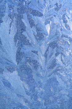 blue ice on winter window