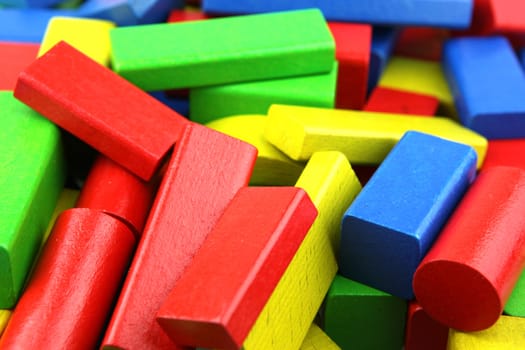 Wooden building blocks isolated on white background