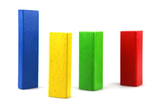 Wooden building blocks isolated on white background
