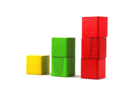Wooden building blocks isolated on white background