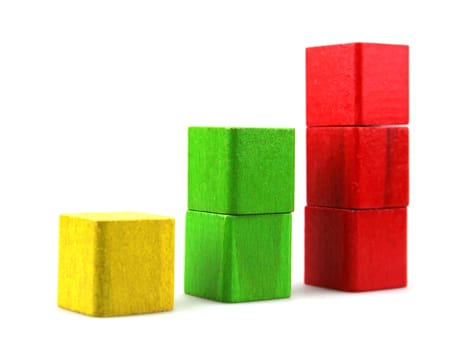 Wooden building blocks isolated on white background