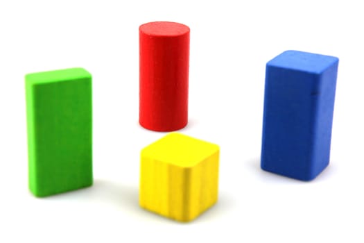 Wooden building blocks isolated on white background