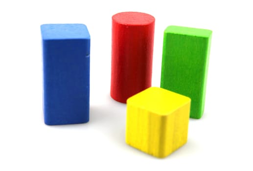 Wooden building blocks isolated on white background