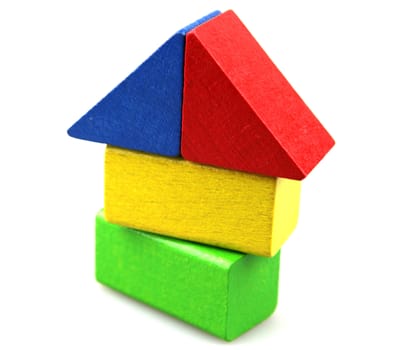 Wooden building blocks isolated on white background