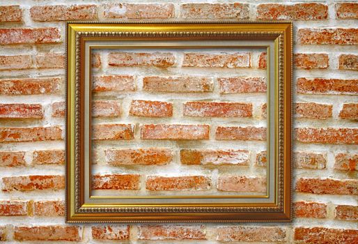 Brick wall and picture frame