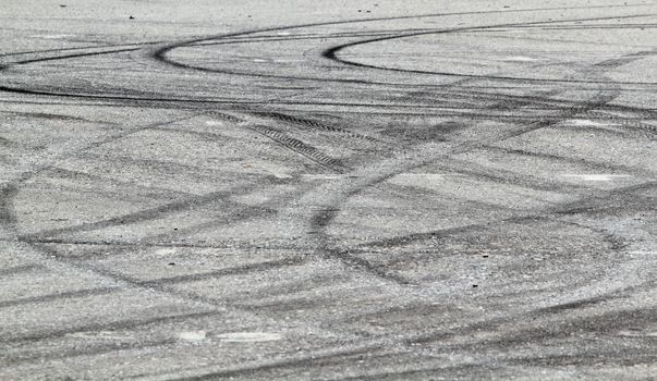 Tire marks on road track