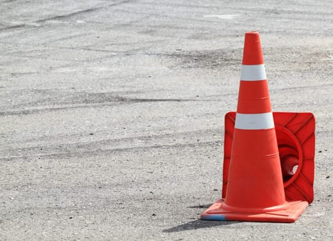 Traffic cone on the road