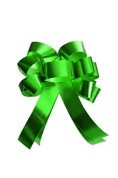 Green bow isolated on white background