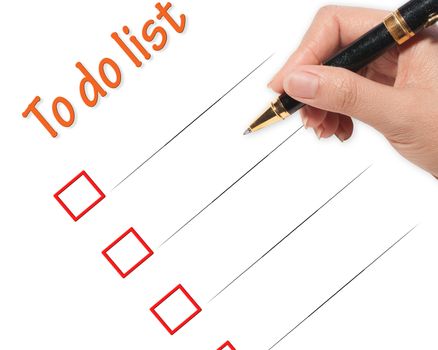 female hand checking to do list