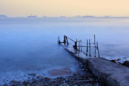 old pier at sunset
