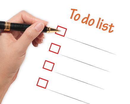 female hand checking to do list