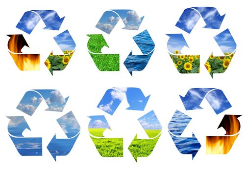 environment conceptual recycling symbol isolated on white