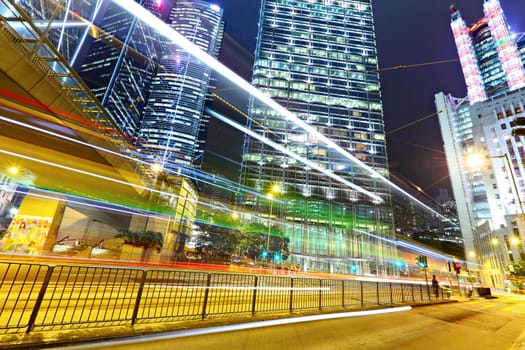 light trails in modern city