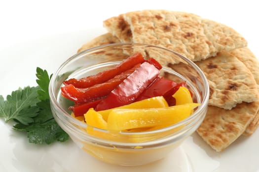 marinated pepper with bread