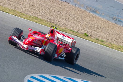 JEREZ DE LA FRONTERA, SPAIN - OCT 11: Luca Badoer of Scuderia Ferrari F1 races in a training session on October 11, 2006 in Jerez de la Frontera, Spain