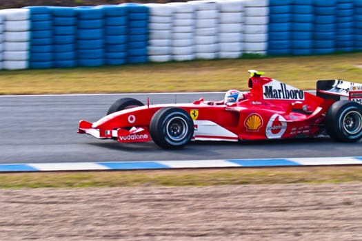 JEREZ DE LA FRONTERA, SPAIN - DEC 04: Marc Gene of Ferrari F1 races during a training session on December 04, 2004, in Jerez de la Frontera, Spain