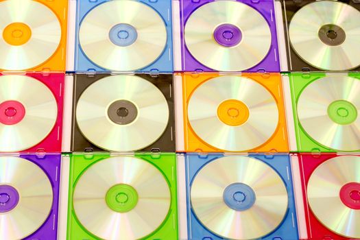 background of the CD in colorful boxes