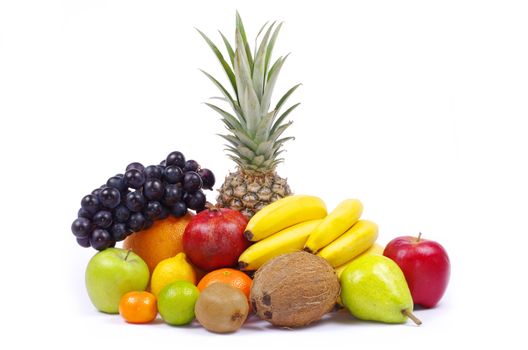 Composition with fruits isolated on white