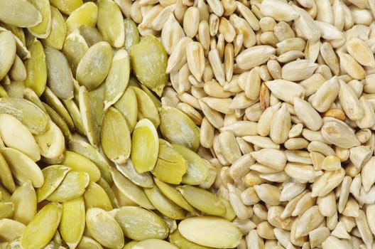 Close up image of sunflower and pumpkin seeds