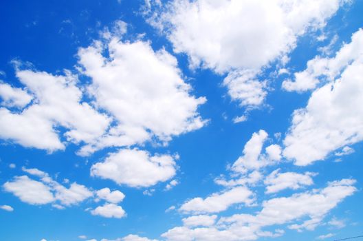 blue sky with clouds and sun