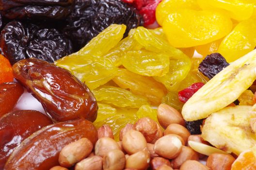 Background made of assorted dried fruits