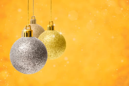 Christmas decoration with golden background