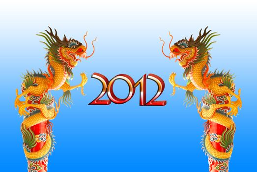Chiness dragon background for year 2012, with clipping path