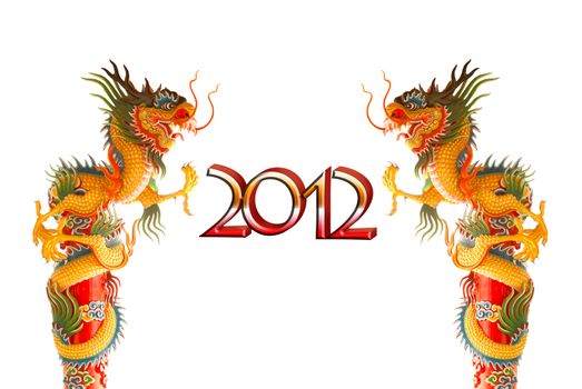 Chiness dragon background for year 2012, with clipping path