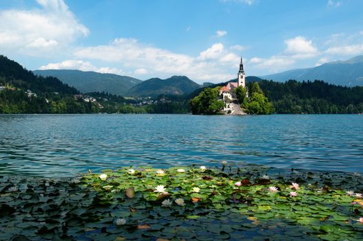 View of  St. Mary´s Church of the Assumptionon in Bled