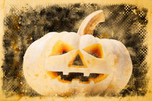 Halloween pumpkin on old vintage paper