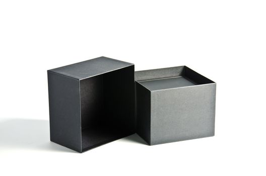 Box pad with black leather on white background