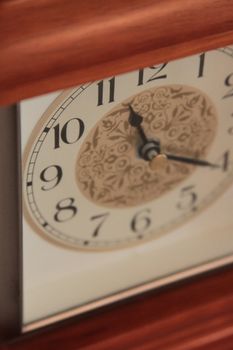 Antique luxury time clock close up.