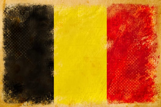 Belgium flag grunge  on old vintage paper