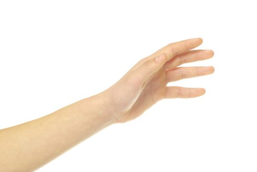 human hand take over on white white background