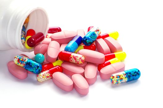  pills of antibiotic  isolated on white