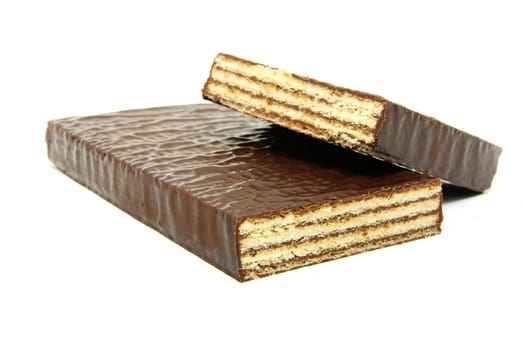chocolate waffles isolated on a white