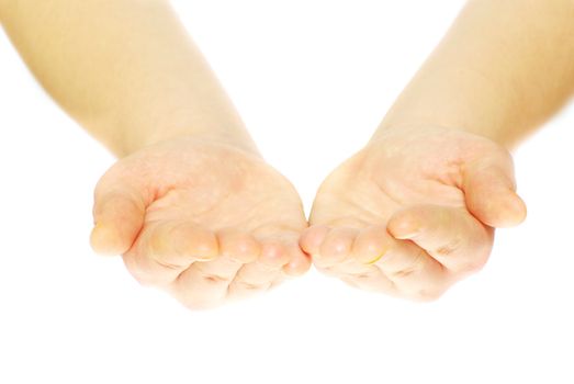 Empty hands isolated on white