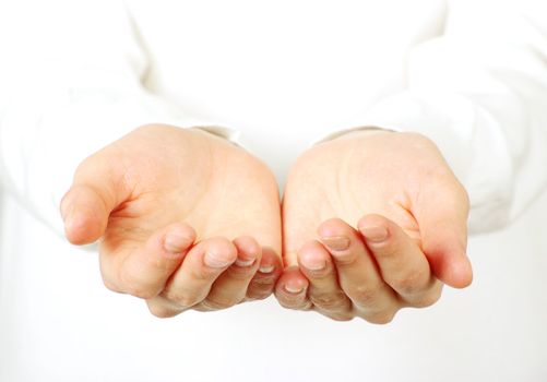 Empty hands isolated on white