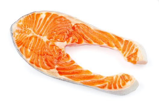 raw salmon fillet isolated on white