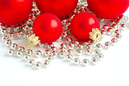 red christmas balls  isolated on a white