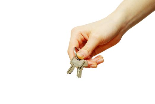 key in hand isolated on white